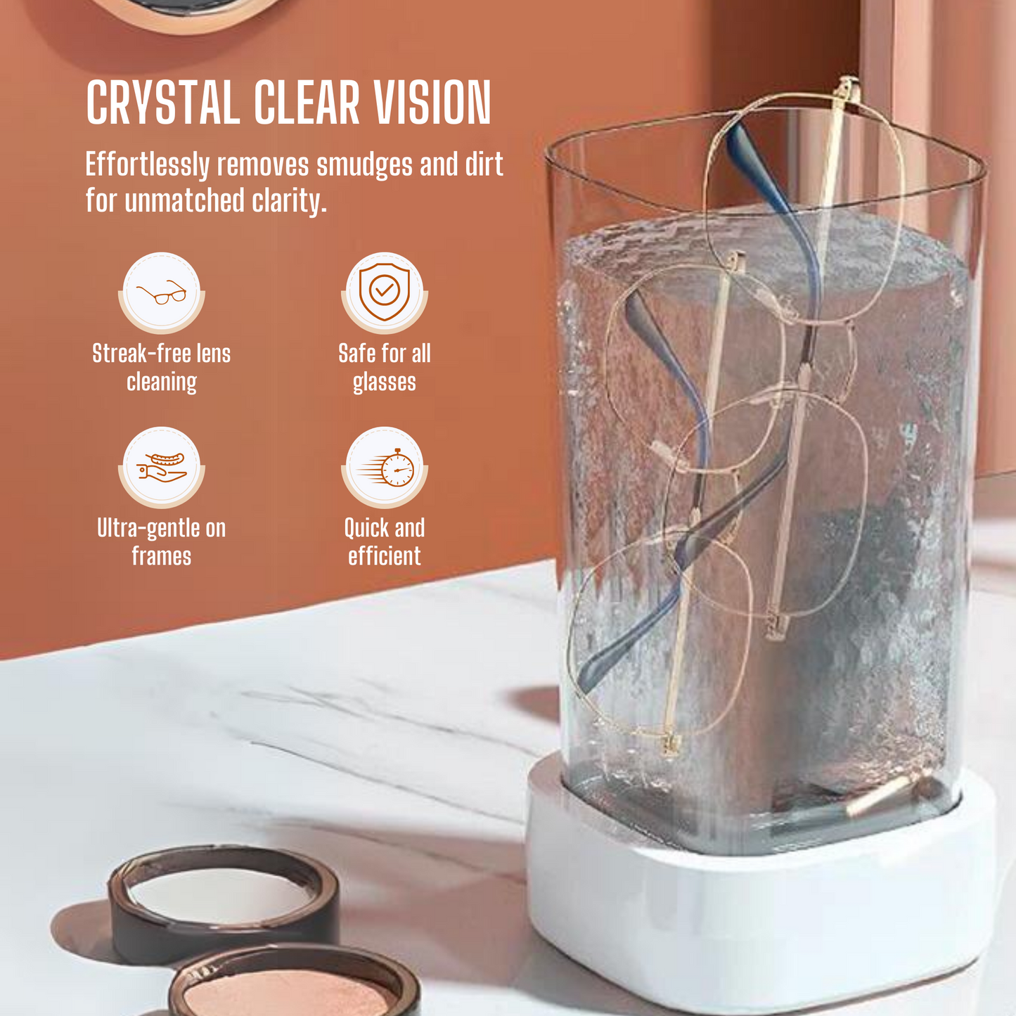 Powerful Ultrasonic Rechargeable Cleaner: Eco-Friendly & Compact Design with Quick Dry function for Jewelry, Glasses, Makeup Brushes, and Delicate Items